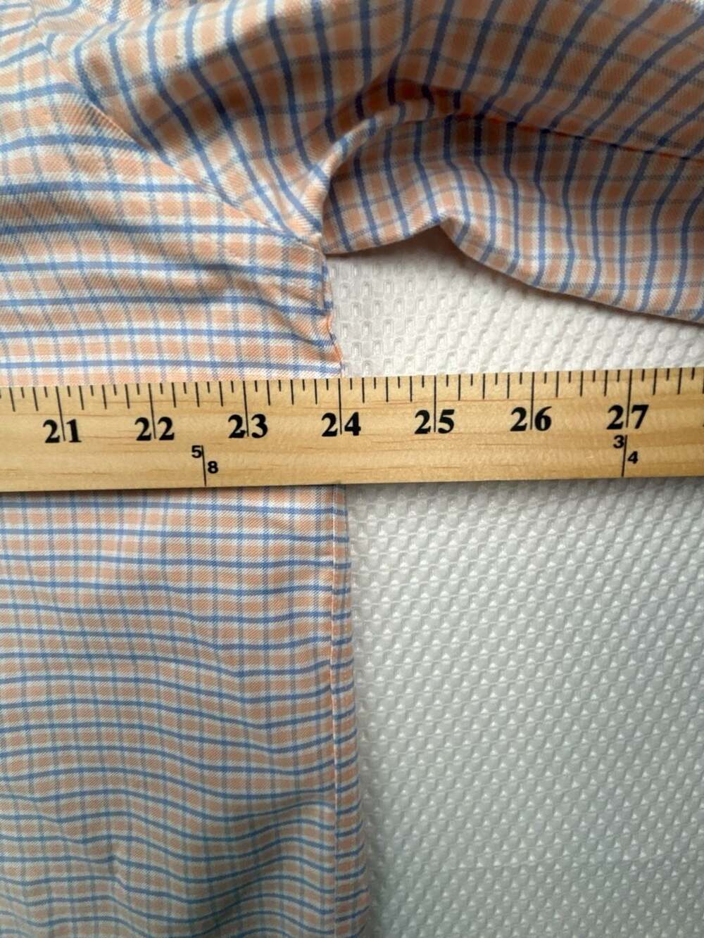 Brooks Brothers Regular Fit Non-Iron Stretch Orange Blue Check Shirt Size L - Picture 5 of 14